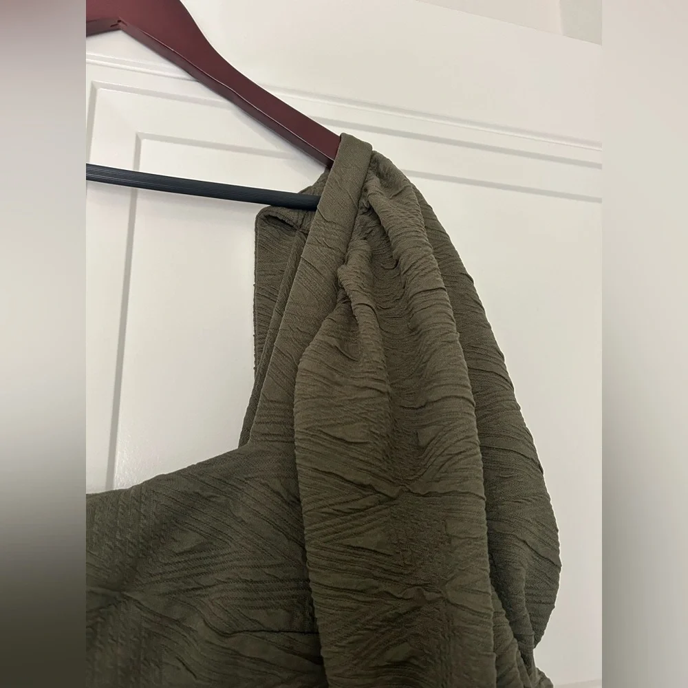 Free People Violet Mini Dress in Green Puff Sleeve Square Neck Size Medium M - Picture 4 of 7